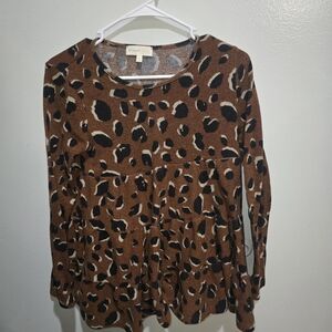 Charlotte Russe Brown and Black Animal Print Sweater
